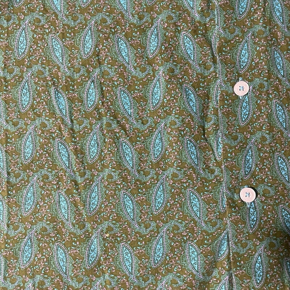 Alan Flusser Shirt Men's Large‎ Green Floral All Over Print Paisley Button Up